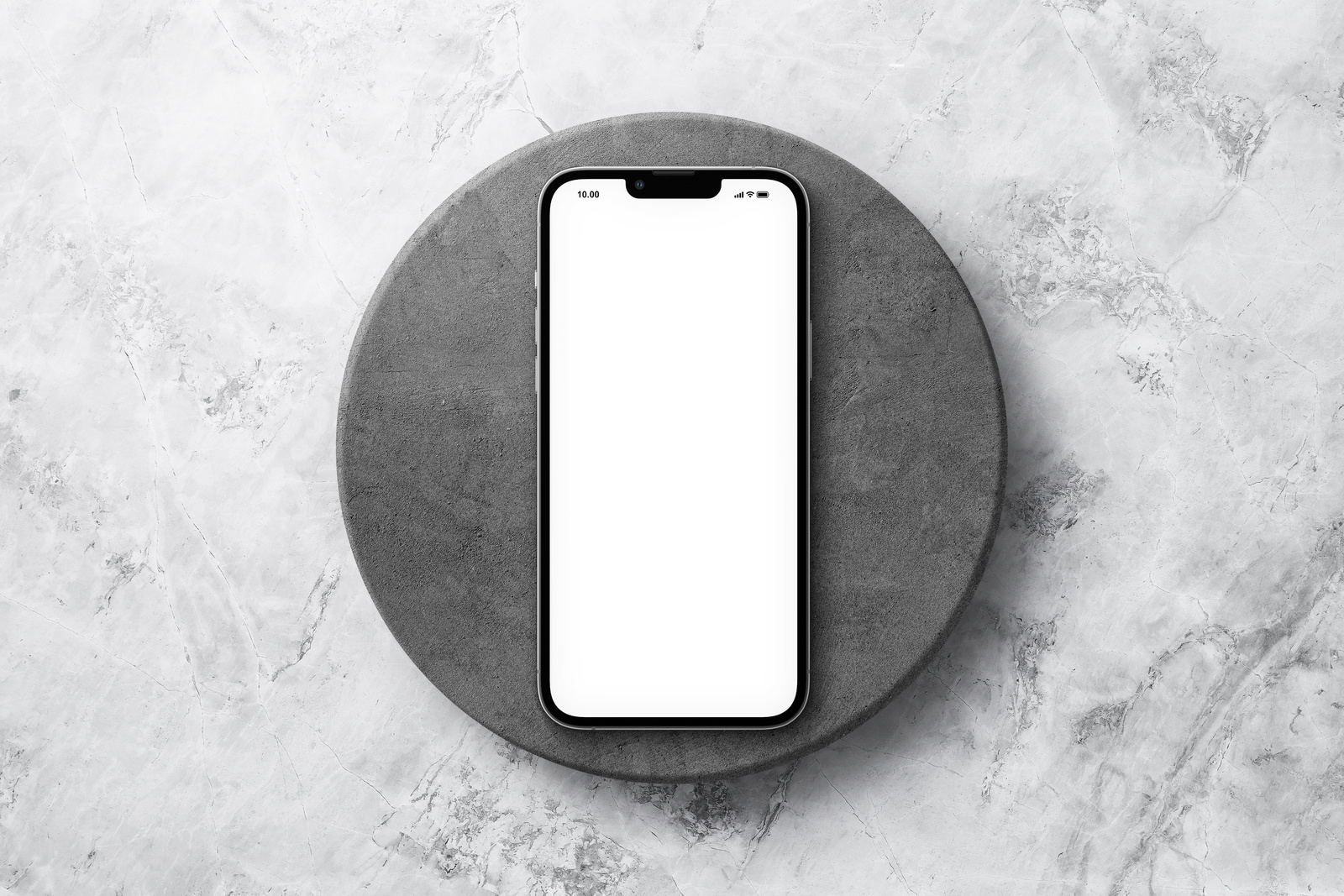 Blank Screen of Phone on Concrete Round Surface